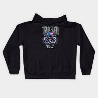 Turbo Charged Soul USA American Flag Skull Face Boosted Kids Hoodie